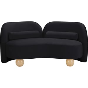 Pemberly Row Modern / Contemporary Black Velvet Fabric Loveseat