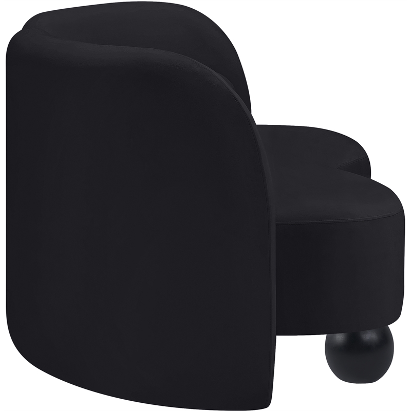 Pemberly Row Modern / Contemporary Black Velvet Fabric Loveseat