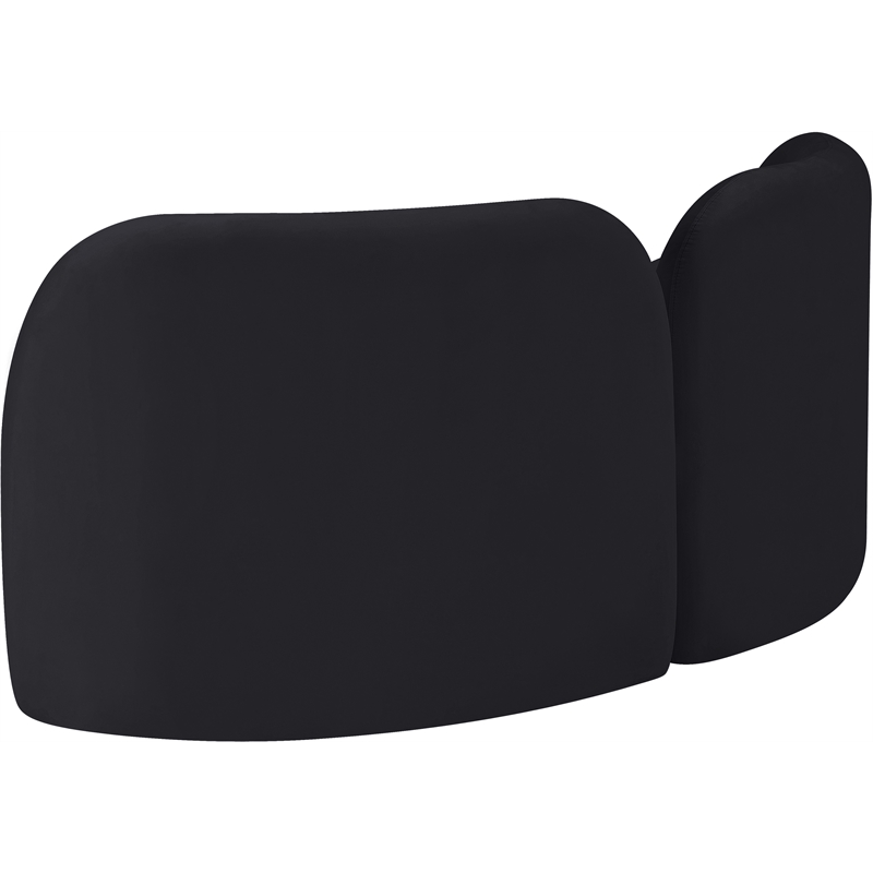 Pemberly Row Modern / Contemporary Black Velvet Fabric Loveseat