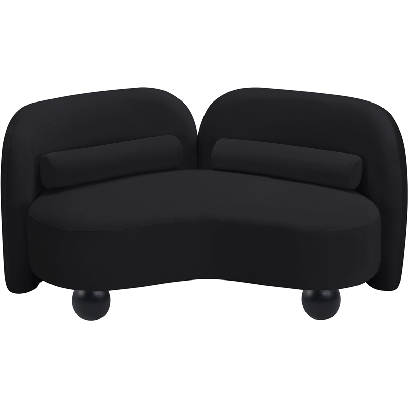 Pemberly Row Modern / Contemporary Black Velvet Fabric Loveseat