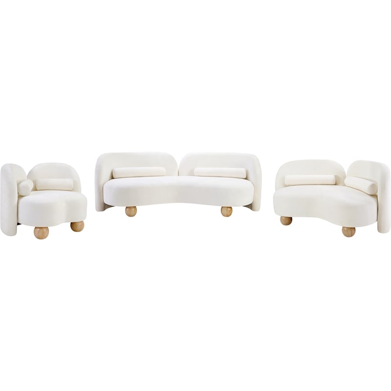 Pemberly Row Modern / Contemporary Cream Chenille Fabric Loveseat