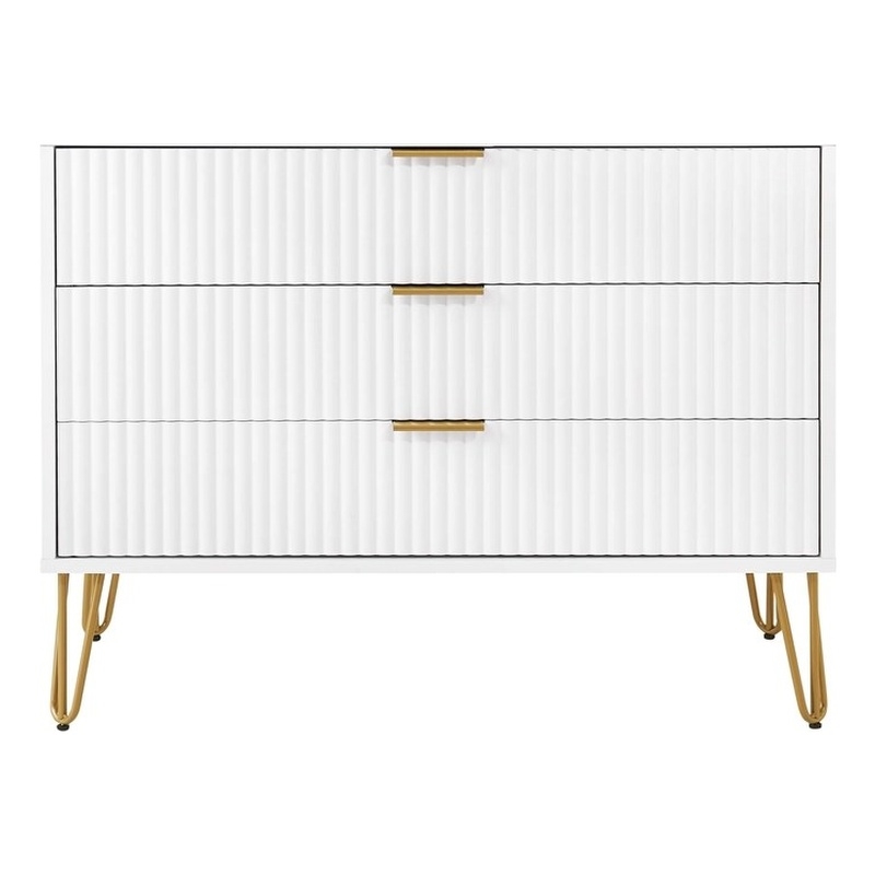 Pemberly Row Modern Engineered Wood Dresser with 3-Drawers in White