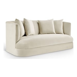 Pemberly Row Modern / Contemporary Cream Velvet Fabric Loveseat