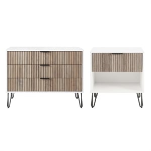 Pemberly Row 2-Piece Standard 3-Drawer Dresser and 1.0 Nightstand in Multi-Color