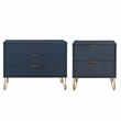 Pemberly Row 2-Piece Standard 3-Drawer Dresser and 2.0 Nightstand in Blue