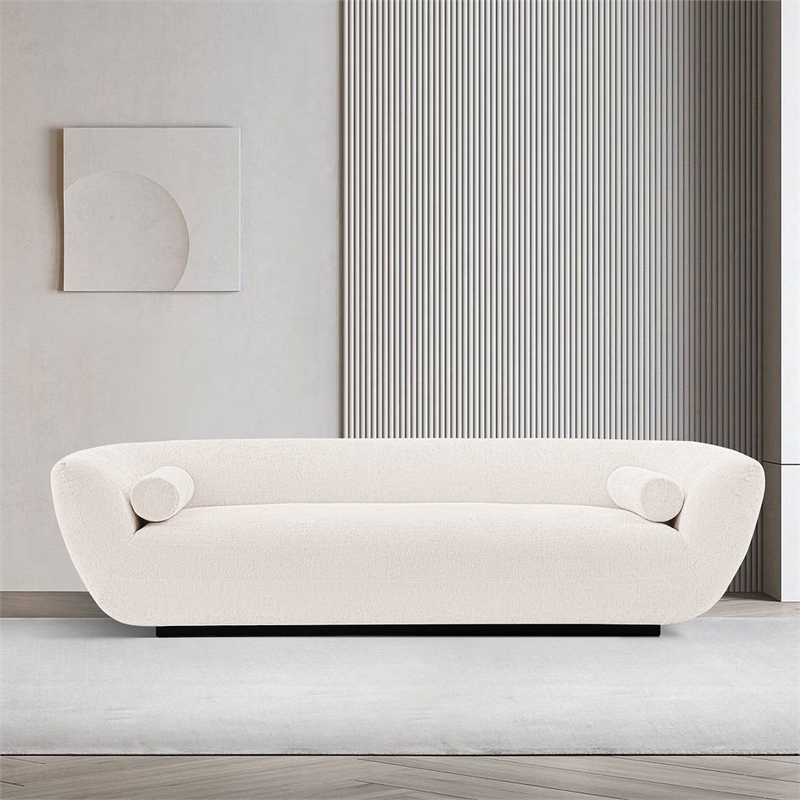 Pemberly Row Sofa with Solid Wood Frame and Pillows in Cream