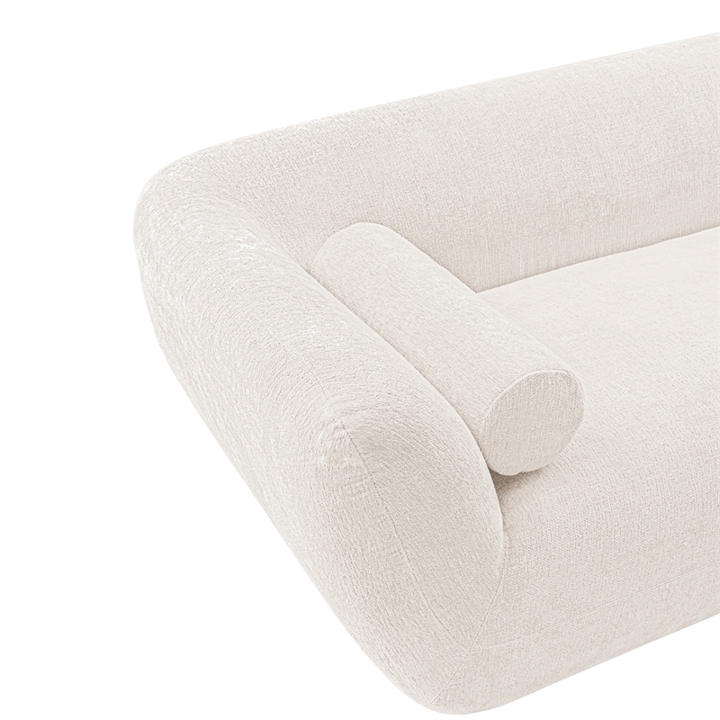 Pemberly Row Sofa with Solid Wood Frame and Pillows in Cream