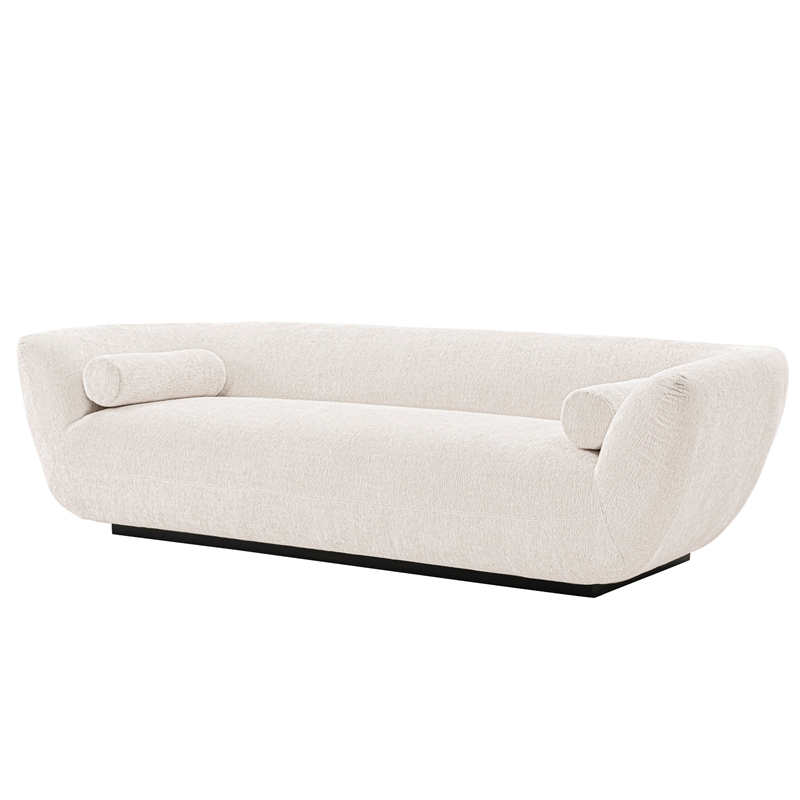 Pemberly Row Sofa with Solid Wood Frame and Pillows in Cream