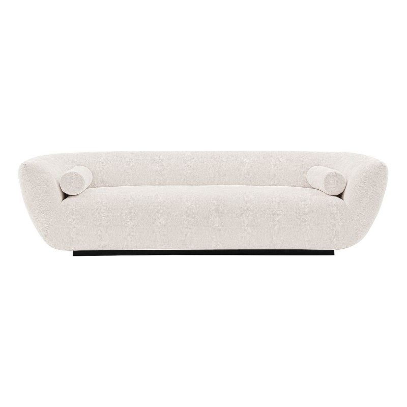 Pemberly Row Sofa with Solid Wood Frame and Pillows in Cream