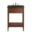 Pemberly Row Wooden Contemporary Bathroom Vanity in Walnut Black