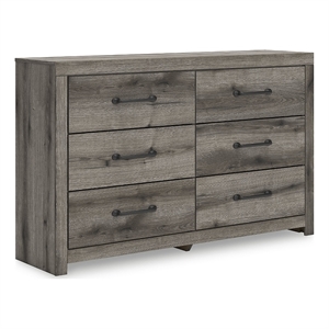 Pemberly Row Engineered Wood Contemporary Dark Gray Six Drawer Dresser