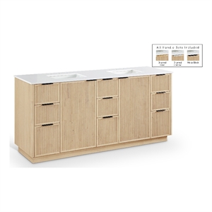 Pemberly Row Contemporary 72&quot Natural Engineered Stone Bathroom Vanity