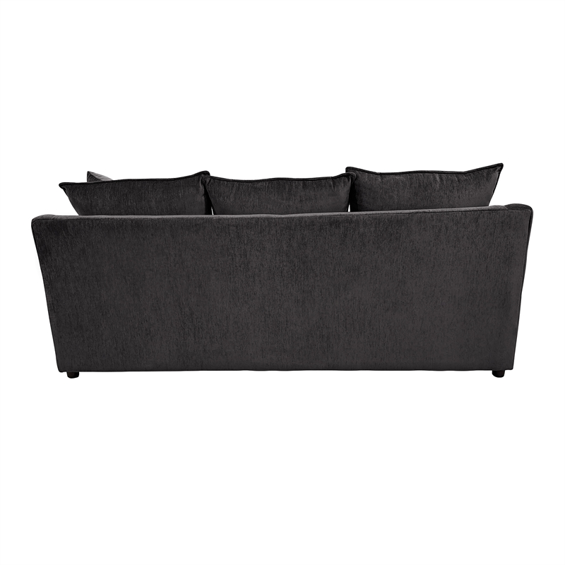 Pemberly Row Traditional Polyester Upholstered Sofa in Dark Gray