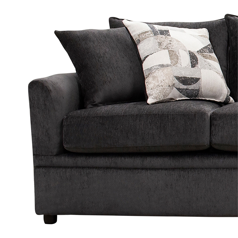 Pemberly Row Traditional Polyester Upholstered Sofa in Dark Gray