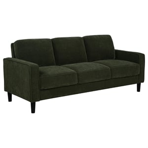 Pemberly Row Transitional Upholstered Fabric Track Arm Sofa in Matcha Green