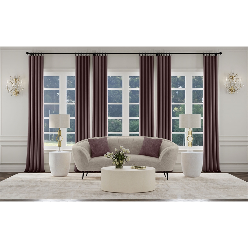 Pemberly Row Contemporary Upholstered Channel Back Curved Loveseat Beige