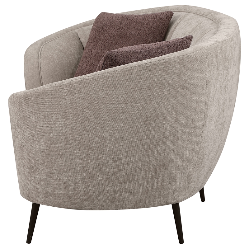Pemberly Row Contemporary Upholstered Channel Back Curved Loveseat Beige