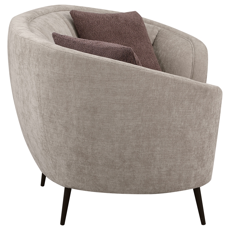 Pemberly Row Contemporary Upholstered Channel Back Curved Loveseat Beige