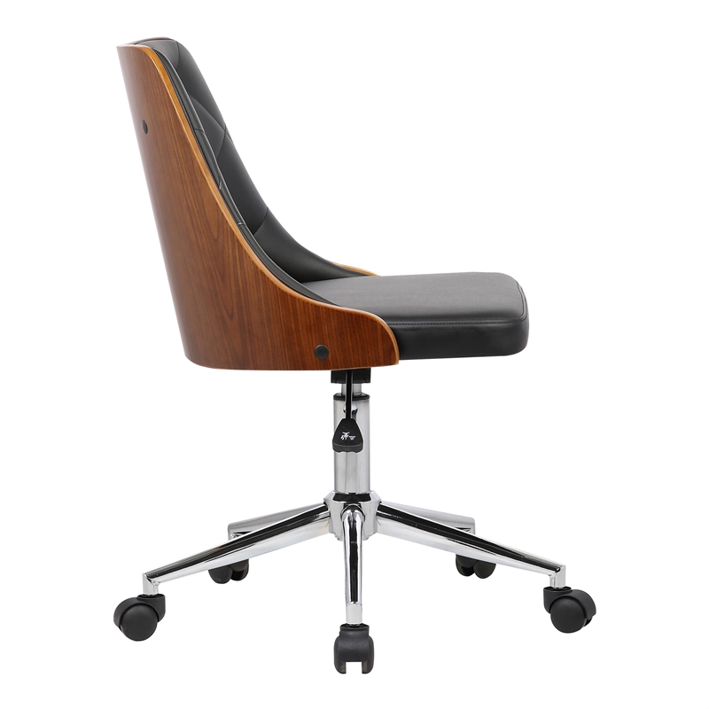 Pemberly Row Contemporary Faux Leather Office Chair in Black