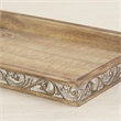 Pemberly Row Handcrafted Brown & White Solid Wood Tray with Side Carvings