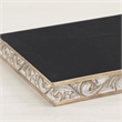 Pemberly Row Handcrafted Brown & White Solid Wood Tray with Side Carvings