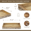 Pemberly Row Handcrafted Brown & White Solid Wood Tray with Side Carvings