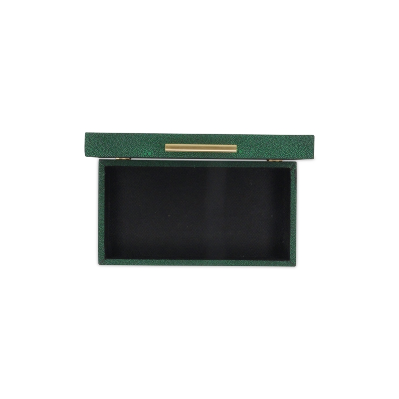 Pemberly Row Set of 2 Rectangular Box Set in Green Faux Shagreen