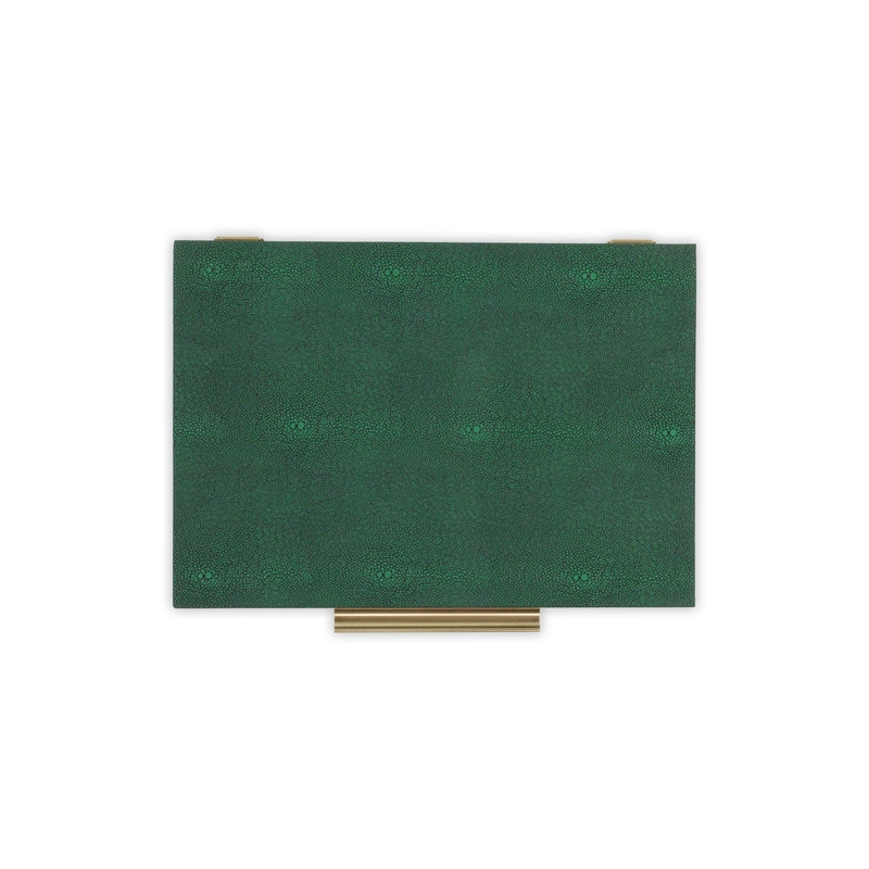 Pemberly Row Set of 2 Rectangular Box Set in Green Faux Shagreen