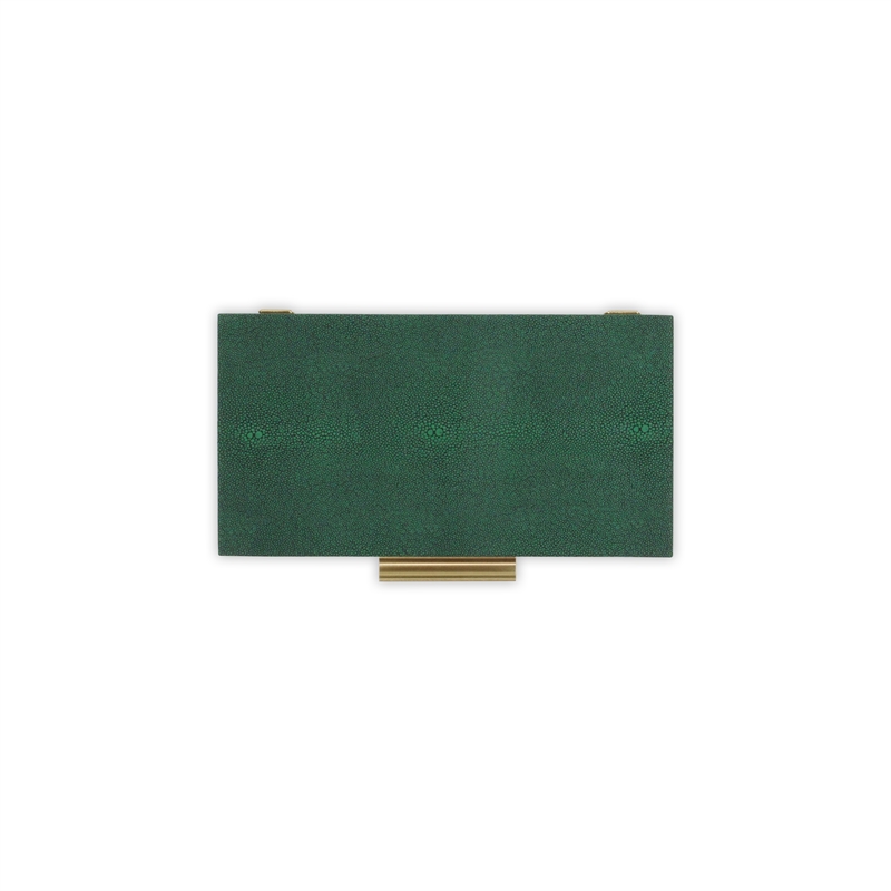 Pemberly Row Set of 2 Rectangular Box Set in Green Faux Shagreen