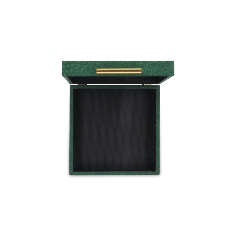 Pemberly Row Square Decorative Box Set of 2 in Green Faux Shagreen