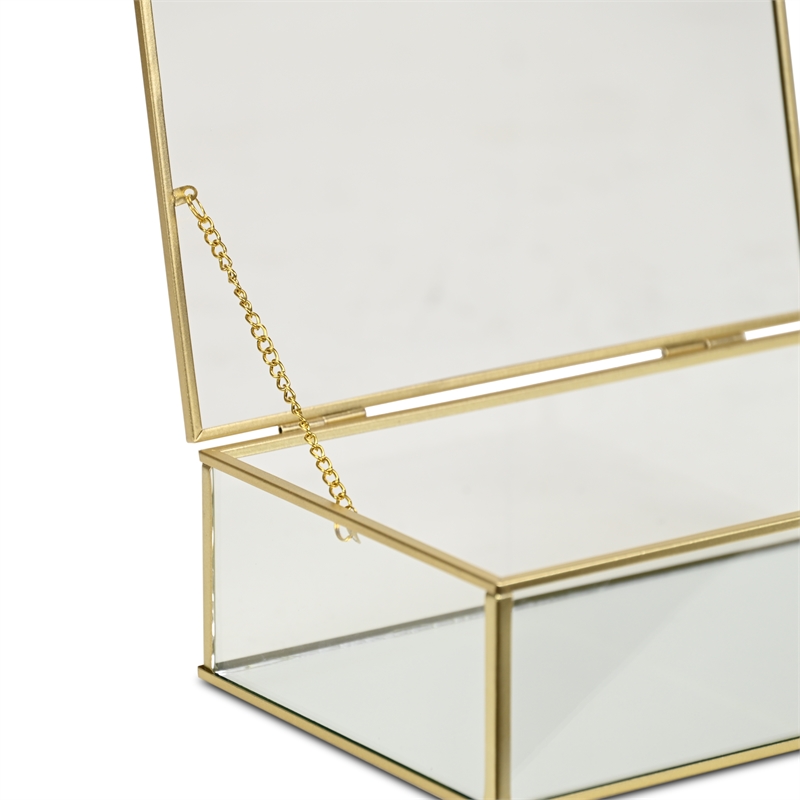 Pemberly Row 9-Inch Glass and Metal Frame Storage Box in Gold