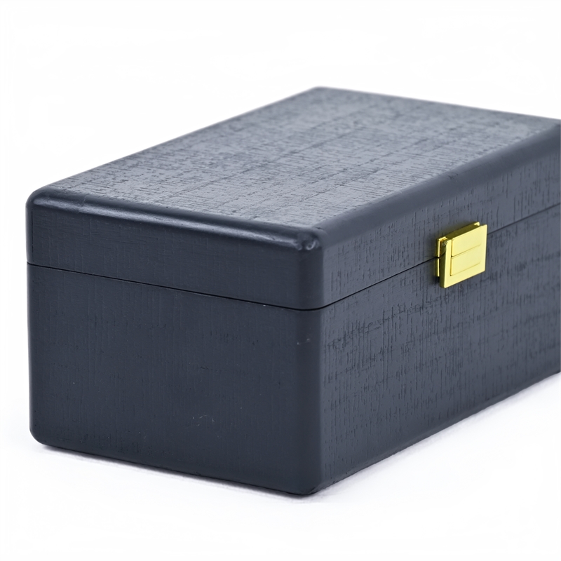 Pemberly Row Set of 2 Navy Blue Wood Storage Boxes with Gold Handles