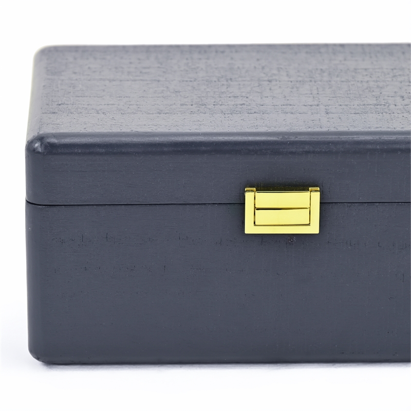Pemberly Row Set of 2 Navy Blue Wood Storage Boxes with Gold Handles