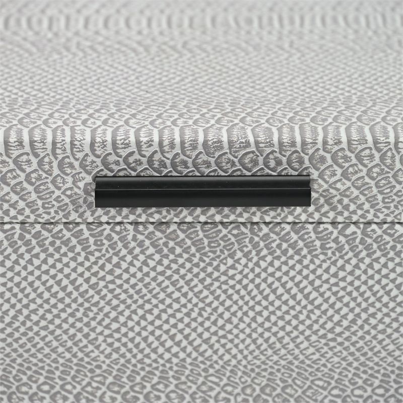 Pemberly Row Snakeskin Themed Vinyl Box Set of 2 with Black Handles in Gray