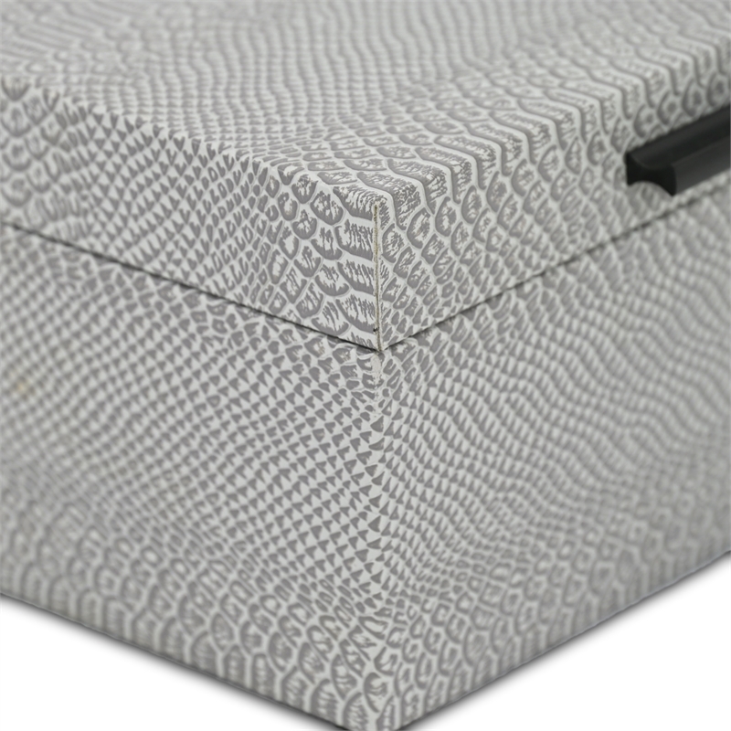 Pemberly Row Snakeskin Themed Vinyl Box Set of 2 with Black Handles in Gray