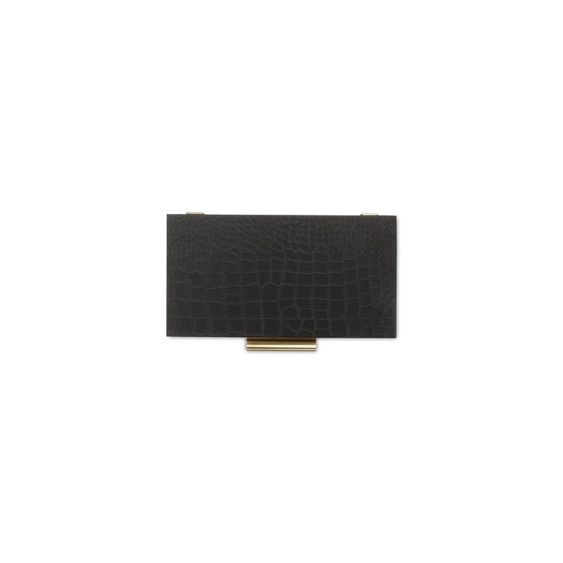 Pemberly Row Rectangular Decorative Box Set of 2 in Black Faux Croco