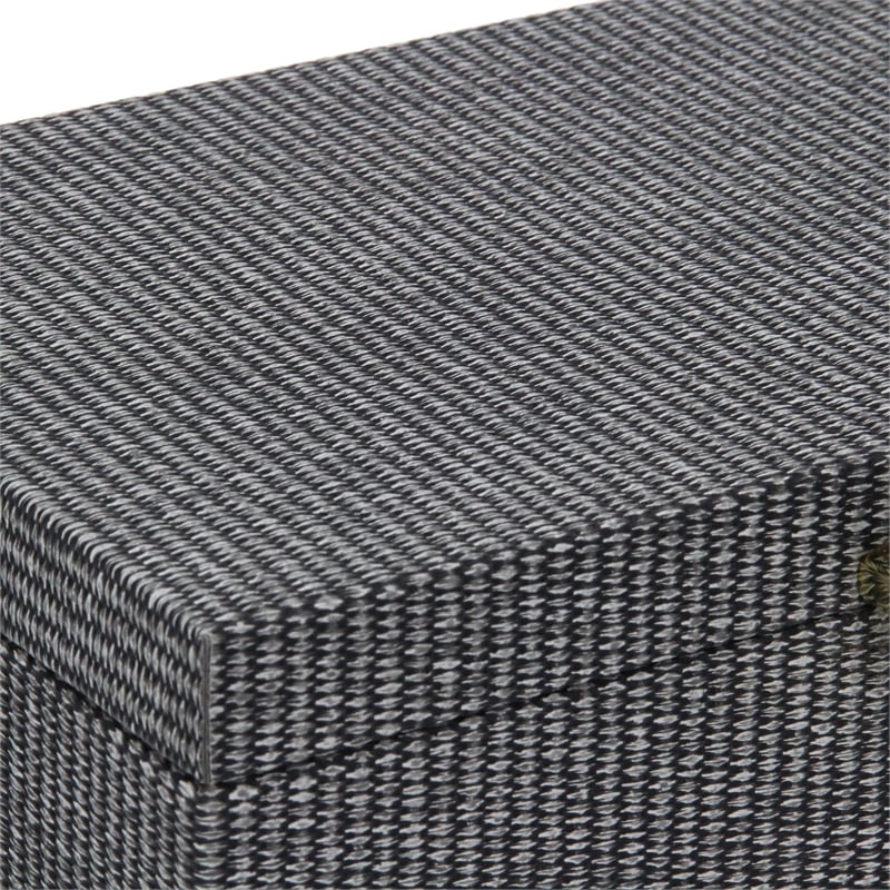 Pemberly Row Gray Woven Themed Rectangle Box Set of 2 with Gold Metal Base