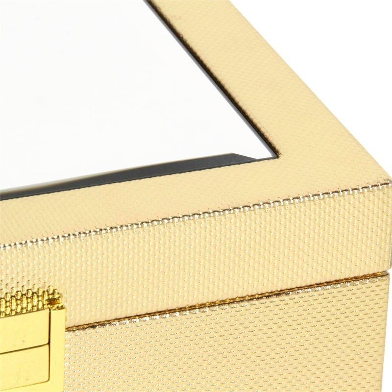 Pemberly Row Vinyl Woven Pattern Mirrored Box Set of 2 in Gold