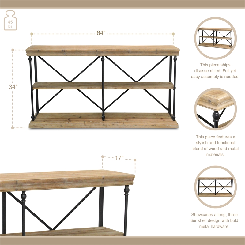 Pemberly Row Handmade Contemporary Wood and Metal Display Shelf