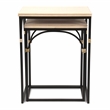 Pemberly Row Set of 2 Rattan Accented Wood and Metal Rectangle Side Tables