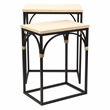 Pemberly Row Set of 2 Rattan Accented Wood and Metal Rectangle Side Tables