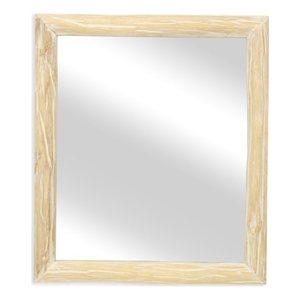 Pemberly Row Painted Natural Wood Bar Framed Mirror in Whitewash