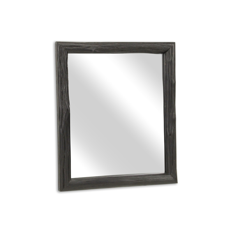 Pemberly Row Painted Natural Wood Bar Framed Mirror in Black