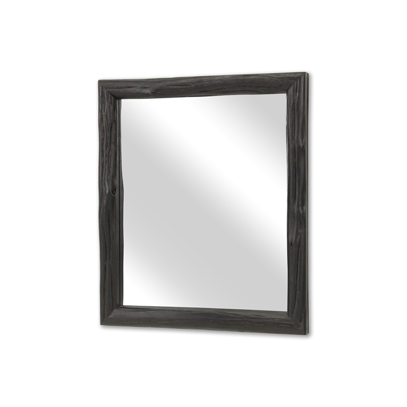 Pemberly Row Painted Natural Wood Bar Framed Mirror in Black