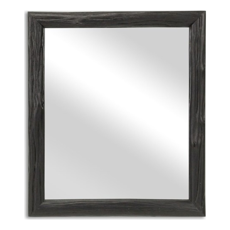 Pemberly Row Painted Natural Wood Bar Framed Mirror in Black