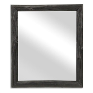 Pemberly Row Painted Natural Wood Bar Framed Mirror in Black