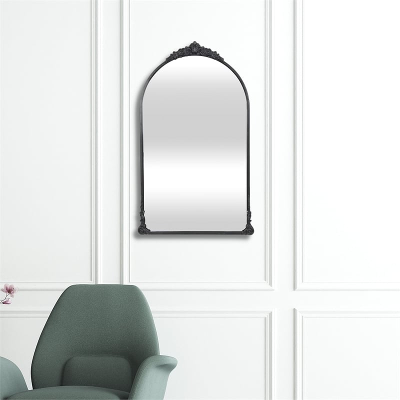 Pemberly Row Contemporary Victorian Black Wall Accent Mirror