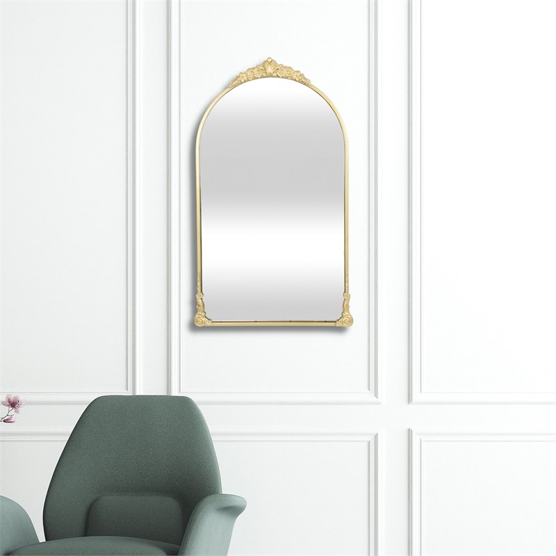 Pemberly Row Handmade Contemporary Victorian Gold Wall Accent Mirror