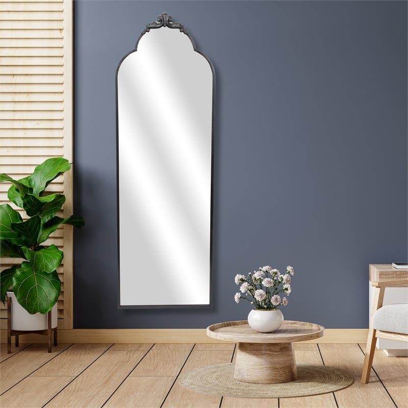 Pemberly Row Handmade Contemporary Victorian Black Floor Mirror