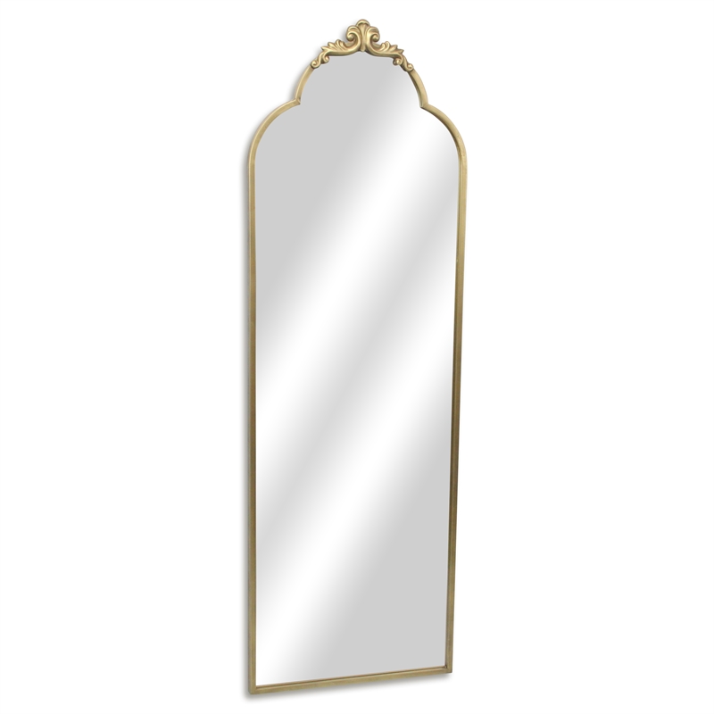 Pemberly Row Handmade Contemporary Victorian Gold Floor Mirror